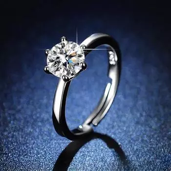 Серебряные цветные кольца с шестью когтями для женщин, круглые роскошные модные ювелирные изделия с цирконием, регулируемые женские безделушки Adjustable