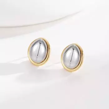 Серебряные двухцветные серьги-бобы: Стильный дизайн класса люкс 2024 года для изысканного образа TE01970 pleats