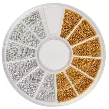 Серебряные и золотые мини-бусины для дизайна ногтей, шарики, 3D DIY, украшение, колесо для маникюра