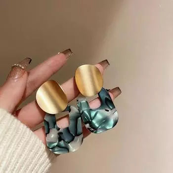 Серебряные иглы, индивидуальные модные серьги с темпераментом интернет-знаменитостей, зеленые серьги с темпераментом, простые серьги в стиле ретро, женские серьги