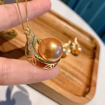 Серебряные иглы S925 темно-желтые бусины ожерелье серьги два свадебных ужина ювелирные изделия