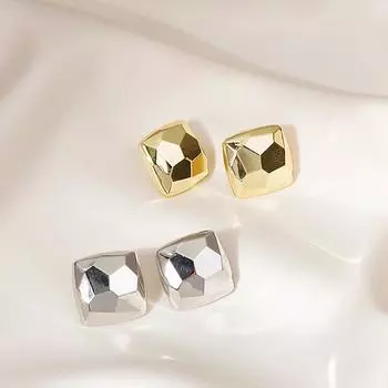 Серебряные игольчатые геометрические квадратные нерегулярные угловые бриллиантовые металлические серьги - стильный холодный гонконгский стиль для модных девушек золотой