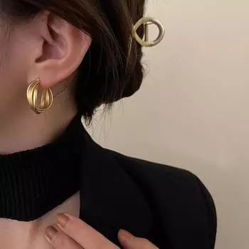 Серебряные игольчатые геометрические металлические серьги: Высококлассная модная роскошь для женщин Silver Needle золотой