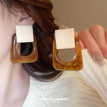 Серебряные игольчатые геометрические серьги Майяра: Ретро-дизайн, элегантная мода, легкая роскошь. Silver Needle кофейный