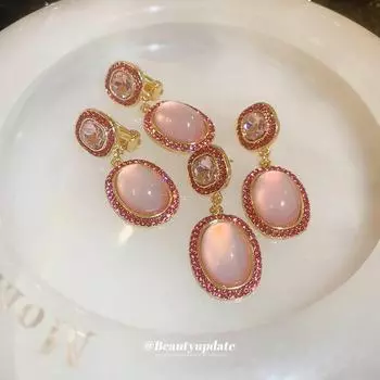 Серебряные игольчатые квадратные серьги-клипсы из высококачественной смолы — в стиле принцессы, милые, роскошные, модные, универсальные. Silver Needle-Gold розовый