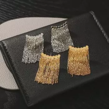 Серебряные игольчатые модные металлические серьги-кисточки - шикарный европейский и американский дизайн для женщин