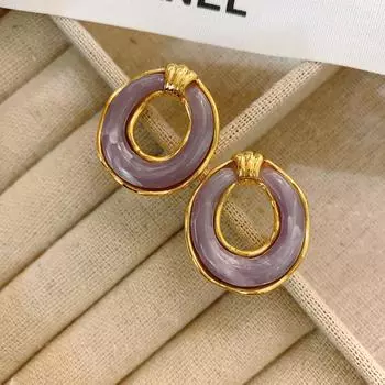 Серебряные игольчатые овальные серьги Простой дизайн Серьги из смолы Sense Fashion Personality Temperament Серьги