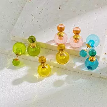 Серебряные игольчатые прозрачные желейные серьги женские модные маленькие серьги Dopamine