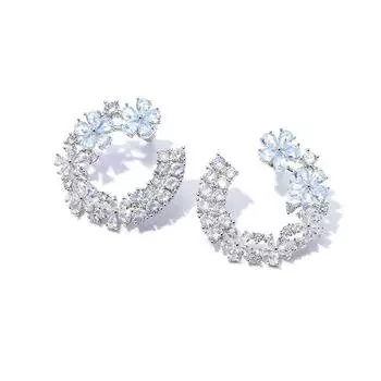 Серебряные игольчатые серьги-цветы с цирконием, дизайнерские серьги-гвоздики с индивидуальным темпераментом, нишевые легкие роскошные модные серьги с высоким чувством S925 silver needle белый