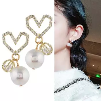 Серебряные игольчатые серьги-гвоздики Love Pearl Crystal Stud, темпераментные индивидуальные модные женские серьги