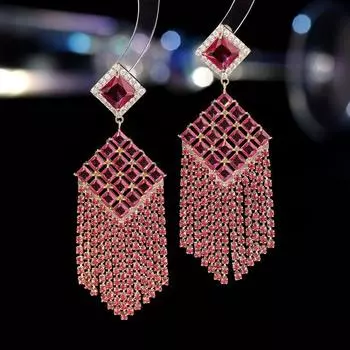 Серебряные игольчатые серьги S925, модные, преувеличенные, роскошные, высокочувствительные, геометрические, ромбовидные, циркониевые, длинные, бахромчатые серьги белый