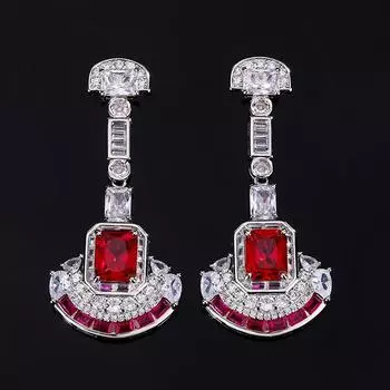 Серебряные игольчатые серьги с бриллиантами Heavy Industry Luxury Earrings, женские серьги с микро-инкрустацией из циркония премиум-класса, универсальные веерные серьги изумрудный