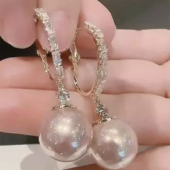 Серебряные игольчатые серьги с круглым жемчугом из циркония, высококачественные легкие геометрические серьги класса люкс, изысканные французские ретро-серьги