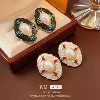 Серебряные игольчатые винтажные серьги в стиле ретро, универсальные масляные серьги, маленькие и роскошные, элитные серьги 1#