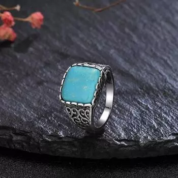 Серебряные кольца квадратные натуральные 12*12 мм бирюзовое кольцо на палец женские изысканные ювелирные изделия подарок простой модный стиль 10