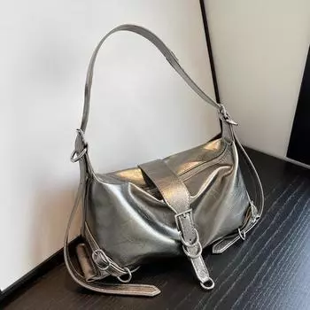 Серебряные кожаные сумки для женщин, роскошный дизайн, новая корейская модная сумка на плечо, женская сумка под подмышками, сумки красный