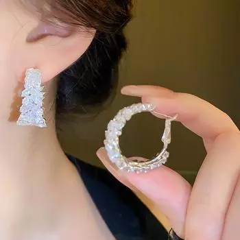 Серебряные круглые серьги с цирконием в виде игольчатого листа, индивидуальные легкие серьги роскошного дизайна, модные серьги высокого класса