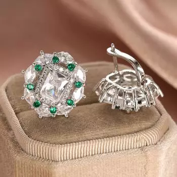 Серебряные квадратные геометрические белые серьги-капли с кубическим цирконием для женщин, свадебные аксессуары, повседневные изысканные украшения белый