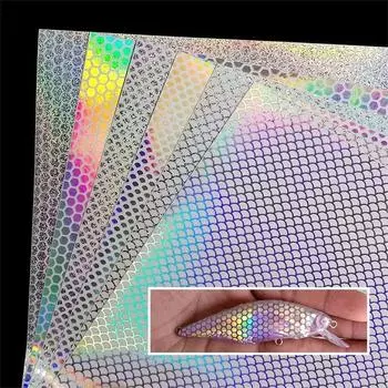 Серебряные лазерные наклейки для рыболовной приманки, прозрачная пленка для рыболовной приманки, наклейки из кожи рыбы, рыболовная приманка D