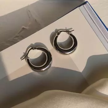 Серебряные массивные серьги-кольца s925 для женщин и мужчин, геометрические серьги в стиле панк, ювелирные украшения золотой