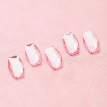 Серебряные материалы для ногтей, камень большой емкости, круглый, квадратный, плоский камень, материал для дизайна ногтей, 8 светло-розовых, 30 штук