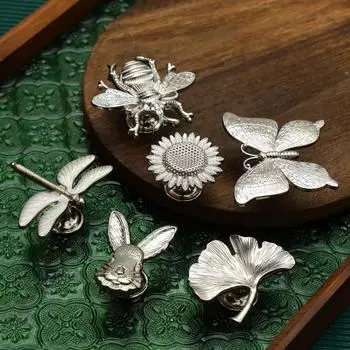 Серебряные мебельные ручки Ручки для шкафов и ящиков Креативные мебельные ручки Ручки для выдвижных ящиков из цинкового сплава Ручка для кухонных шкафов Ginkgo leaf