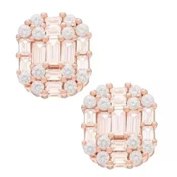 Серебряные металлические магнитные серьги-гвоздики для женщин и девочек | Серьги в подарок женщинам и девушкам (Розовое золото) 1 inch