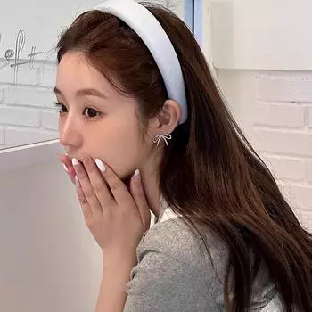 Серебряные металлические серьги-бантики