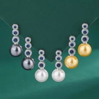 Серебряные микросерьги-гвоздики с синим циркониевым жемчугом, женские индивидуальные украшения, серьги с белым ракушечным жемчугом, роскошные темпераментные жемчужные серьги