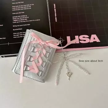Серебряные милые кошельки для женщин Y2k, дизайнерские оригинальные модные короткие портмоне в корейском стиле, повседневные, новые милые кошельки
