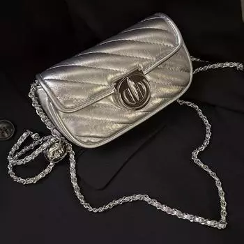 Серебряные мини-сумки через плечо для женщин, модная офисная женская сумка на плечо с ромбовидной решеткой, универсальная мини-сумка из искусственной кожи с цепочкой