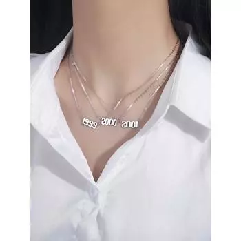 Серебряные ожерелья из нержавеющей стали с цифрами ангела для женщин и мужчин 1990 года - подвеска с гравировкой на день рождения, подвески, ювелирные изделия в подарок