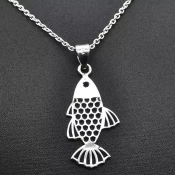 Серебряные подвески, рыбное ожерелье, ювелирные изделия ручной работы, уникальный подарок, серебряная цепочка, женские украшения, подарок на годовщину 18 inch