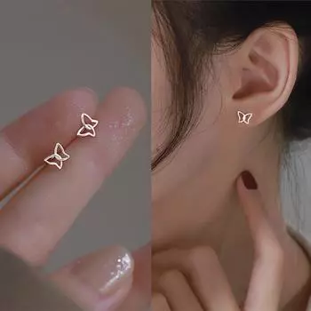 Серебряные простые темпераментные серьги-бабочки женские серьги аксессуары для ушей серебряный