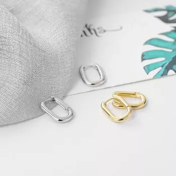 Серебряные s925 геометрические овальные серьги-кольца для предотвращения аллергии, маленькие серьги золотого цвета для женщин, ювелирные изделия, подарки золотой
