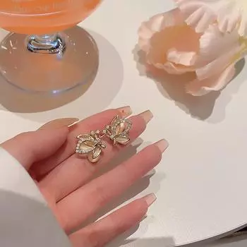 Серебряные серьги-бабочки S925 с кошачьим глазом: Модный, роскошный, сказочный стиль золотой