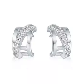 Серебряные серьги-гвоздики с изогнутым крестом из стерлингового серебра и циркония, легкие роскошные серьги-гвоздики из серебра 925 пробы для женщин, для пожилых людей 925 Silver белого золота