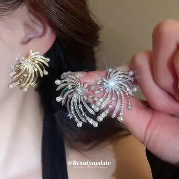 Серебряные серьги-гвоздики со звездчатым жемчугом — элегантный, легкий роскошный дизайн для женщин. Silver Needle золотой