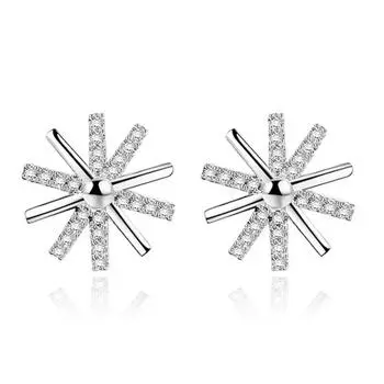 Серебряные серьги-гвоздики Sunlight, женские посеребренные украшения, цветочные сережки того же стиля, инкрустированные цирконием Seiko