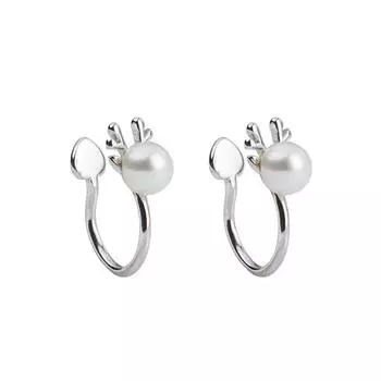 Серебряные серьги-гвоздики в виде лося для женщин, корейские милые серьги, элегантные серебряные украшения с жемчугом