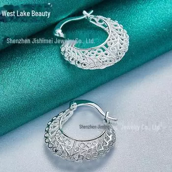 Серебряные серьги Hollow Moon Woven Flower - женские украшения West Lake Beauty ME410