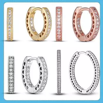 Серебряные серьги из серебра 925 пробы и золота с цирконием, серьги-кольца в форме сердца для женщин, серьги-кольца, ювелирные изделия, подарок