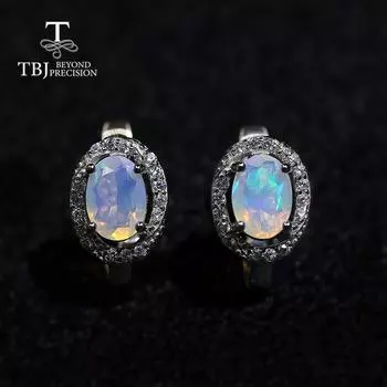 Серебряные серьги из стерлингового серебра 925 пробы, изысканные ювелирные изделия, натуральный хороший цвет, серьги с опаловой застежкой, овальные 5*7 мм для женщин, хороший подарок