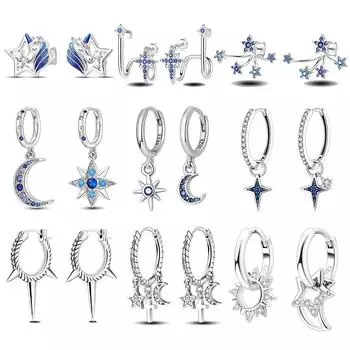 Серебряные серьги из стерлингового серебра 925 пробы, синие серьги с крестом единорога, очаровательные серьги, серьги-капли, женские серьги, модные аксессуары белый