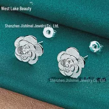 Серебряные серьги «Камелия-Роза» для женщин - West Lake Beauty Jewelry ME353
