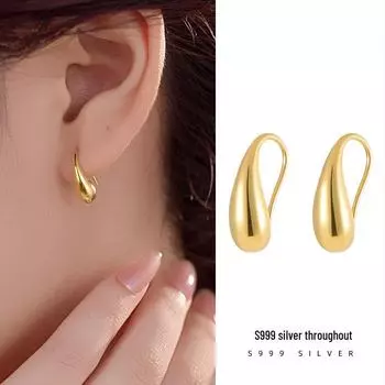 Серебряные серьги-капли Banyan Tree S999 — минималистичная элитная мода осень/зима для женщин. ES2929; 99 Silver белого золота