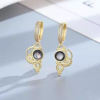 Серебряные серьги-капли для женщин, черные, белые ракушки, винтажные ювелирные изделия, серьги-кольца для свадьбы и помолвки, подарки