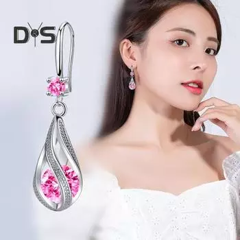Серебряные серьги-капли для женщин, серьги-подвески с кубическим цирконием, свадебные украшения, аксессуары для невест белый