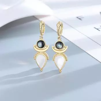 Серебряные серьги-капли из натуральной ракушки для женщин, винтажные ювелирные изделия, серьги-кольца на свадьбу и помолвку, подарки