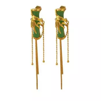 Серебряные серьги-кисточки S925 в стиле ретро с бамбуковыми иглами T2651